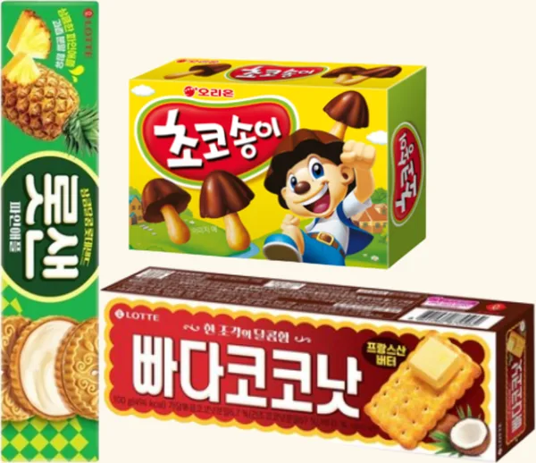 롯데샌드,빠다코코넛,초코송이 상품 이미지